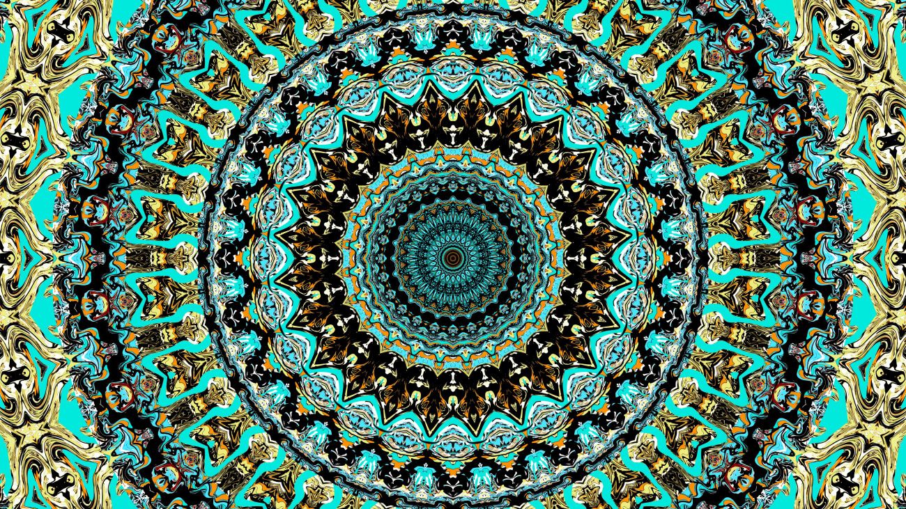 Brown Yellow Blue Fractal Pattern Circles Abstraction 4k Hd Abstract