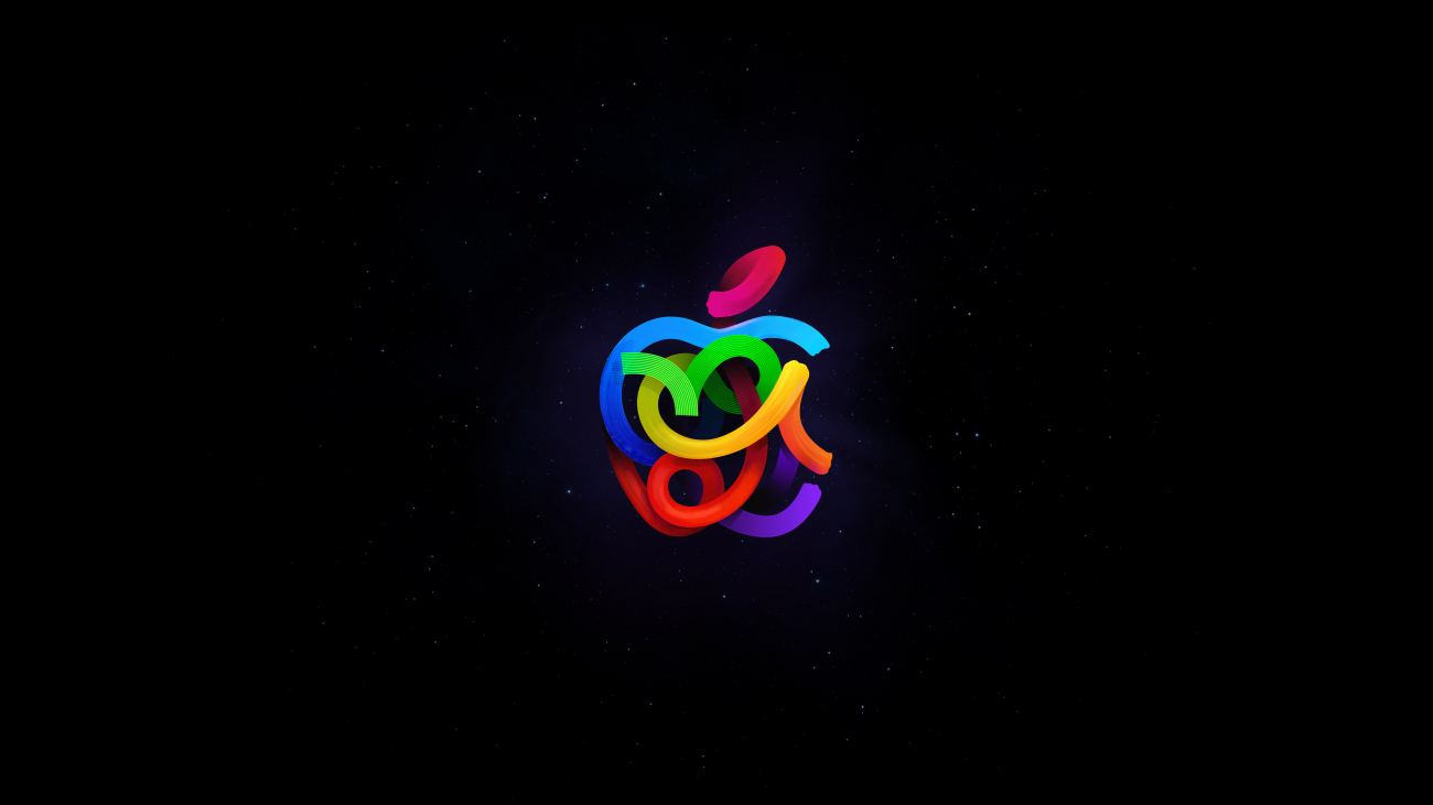 Colorful Apple Inc Logo Technology In Black Background 4k 5k Hd Apple