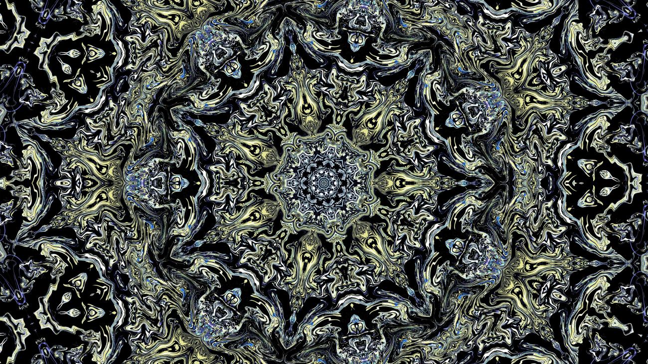 Light Blue Yellow Fractal Pattern Shapes Abstraction 4k Hd Abstract