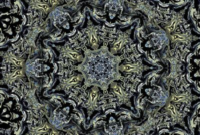 Light Blue Yellow Fractal Pattern Shapes Abstraction 4k Hd Abstract