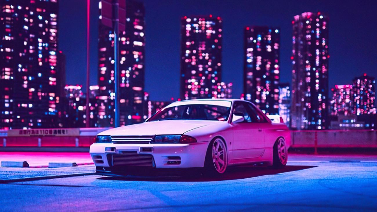 Nissan Skyline R32 Retrowave 4k