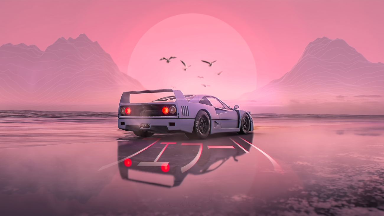Retrowave Car 4k