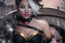 Blue Eyes Dagger Elf Girl Woman Warrior