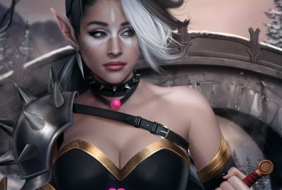 Blue Eyes Dagger Elf Girl Woman Warrior