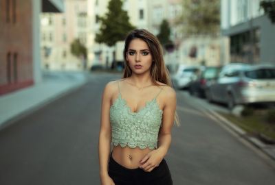 Brunette Black Pants 4k Wallpaper