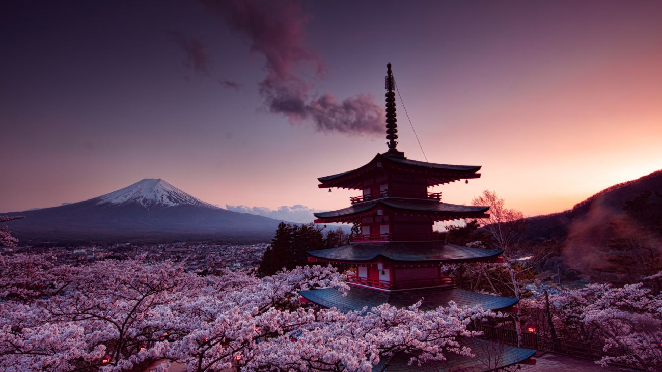 Churei Tower Mount Fuji In Japan 4k Nature Wallpaper