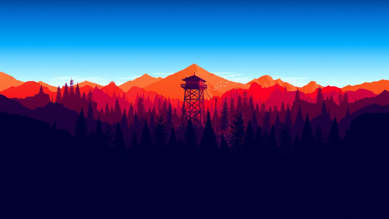 Firewatch Forest Mountains Minimalism