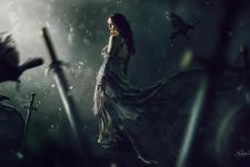 Raven Girl Fantasy Artwork 4k