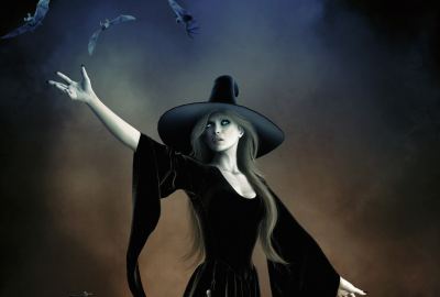 Witch With Hat Black Dress Fantasy Art