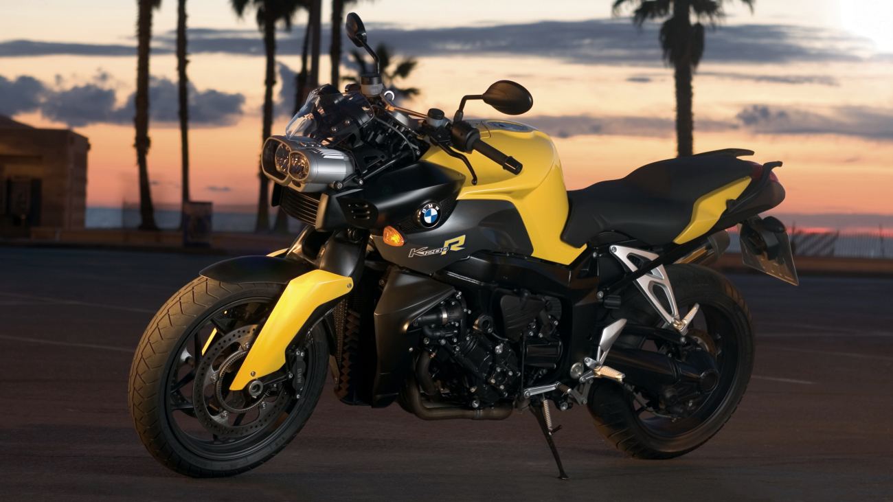 Yellow Black Bmw K 1200 R Motorcycle Sunset Background Hd Bike